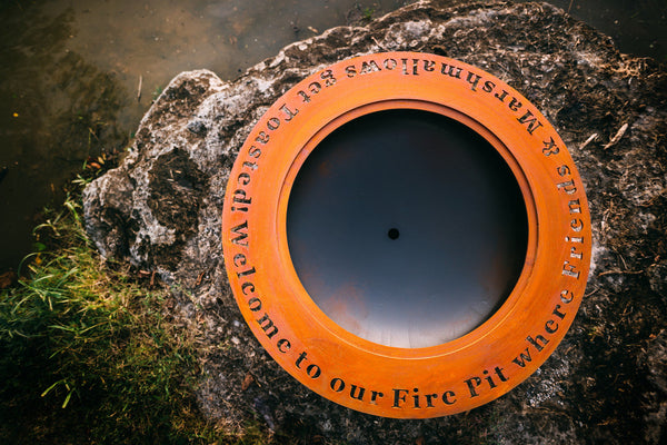 Fire Pit Art® Saturn "Toasted" 41-Inch Handcrafted Carbon Steel Fire Pit