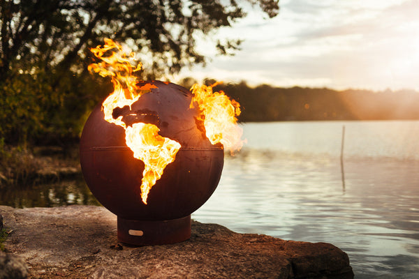 Fire Pit Art® Third Rock 36-Inch Handcrafted Carbon Steel Fire Globe