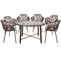 LeisureMod Devon Modern 7-Piece Aluminum Outdoor Dining Set