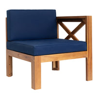 5-Piece Outdoor Patio Wood Sectional Sofa Set With Cushions