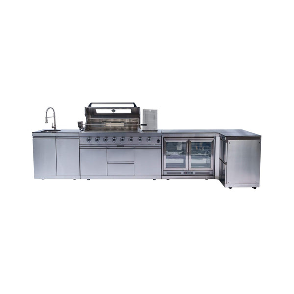 Montclair 58-Inch 6-Burner 96K BTU Gas Outdoor Liquid Propane Grill Island With Wine Cooler And Rotisserie