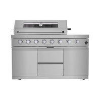 Capri 96-Inch 6-Burner 85000 BTU Outdoor Kitchen Liquid Propane Grill Island With Fridge (SAK42895)