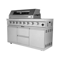 Capri 96-Inch 6-Burner 85000 BTU Outdoor Kitchen Liquid Propane Grill Island With Fridge (SAK42895)