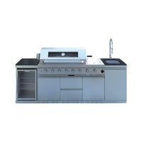 Capri 96-Inch 6-Burner 85000 BTU Outdoor Kitchen Liquid Propane Grill Island With Fridge (SAK42895)