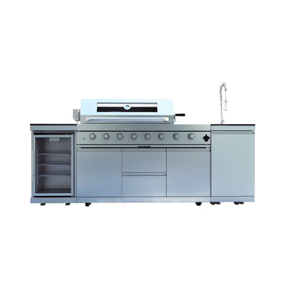 Capri 96-Inch 6-Burner 85000 BTU Outdoor Kitchen Liquid Propane Grill Island With Fridge (SAK42895)