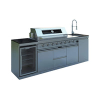 Capri 96-Inch 6-Burner 85000 BTU Outdoor Kitchen Liquid Propane Grill Island With Fridge (SAK42895)