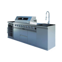 Capri 96-Inch 6-Burner 85000 BTU Outdoor Kitchen Liquid Propane Grill Island With Fridge (SAK42895)