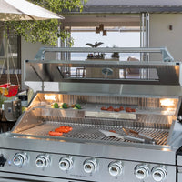 Valmont 43-Inch 6-Burner 85K BTU Outdoor BBQ Kitchen Grill Island With Granite Countertops, Rotisserie Kit, Cabinets, And Sink)