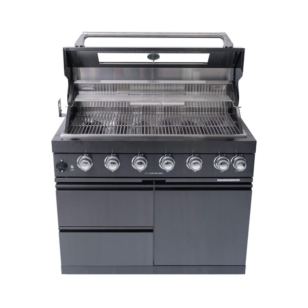 Inferno Premium Black Stainless Steel 6-Burner Liquid Propane Kitchen Grill Island With Rotisserie Kit