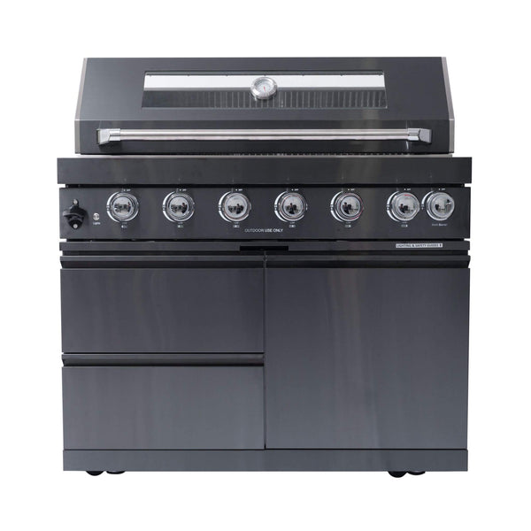 Inferno Premium Black Stainless Steel 6-Burner Liquid Propane Kitchen Grill Island With Rotisserie Kit