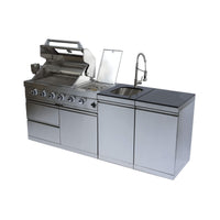 Aurelia 46-Inch 4-Burner 72K BTU Stainless Steel Outdoor BBQ Kitchen Grill Island With 46-Inch 4-Burner 85K BTU Grill, Rotisserie Kit, And Cabinets
