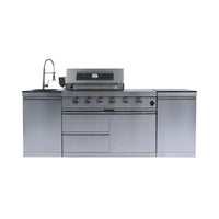 Aurelia 46-Inch 4-Burner 72K BTU Stainless Steel Outdoor BBQ Kitchen Grill Island With 46-Inch 4-Burner 85K BTU Grill, Rotisserie Kit, And Cabinets