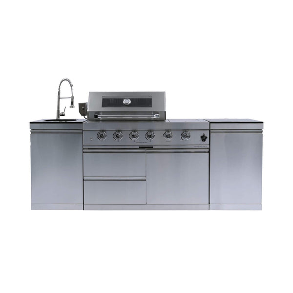 Aurelia 46-Inch 4-Burner 72K BTU Stainless Steel Outdoor BBQ Kitchen Grill Island With 46-Inch 4-Burner 85K BTU Grill, Rotisserie Kit, And Cabinets