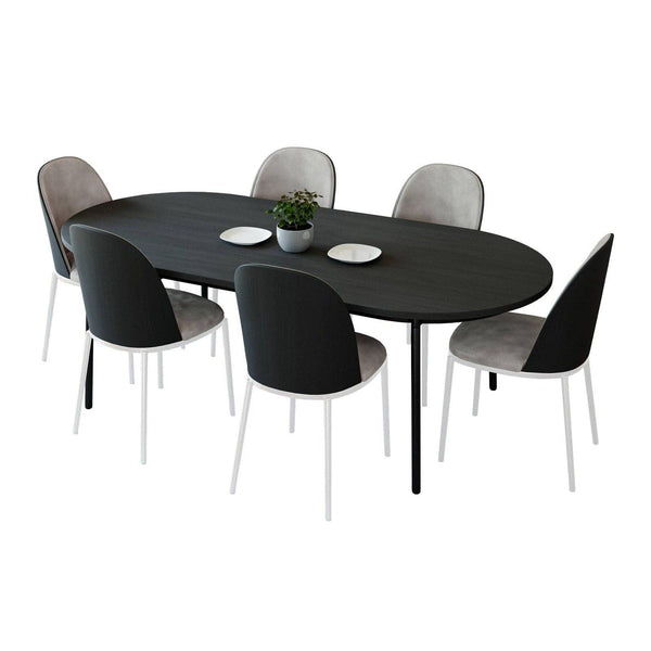 LeisureMod Tule Mid-Century Modern 7-Piece Dining Set