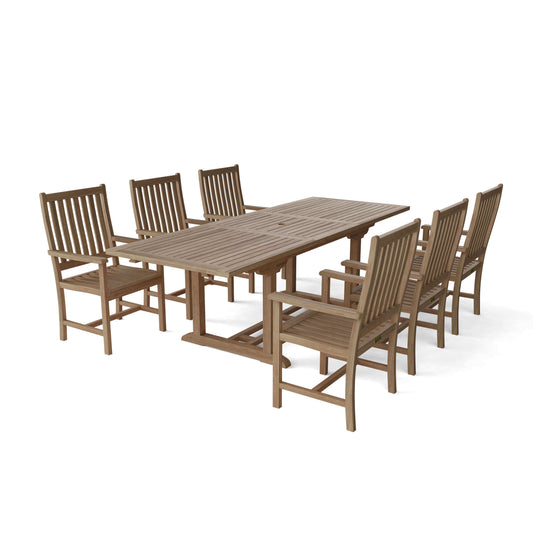 Anderson Teak Bahama & Wilshire Modern 9-Piece Double Extension Dining Set