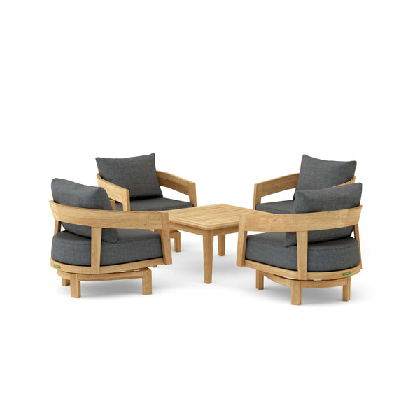 Anderson Teak Toscana Modern 5-Piece Deep Seating Swivel Patio Set