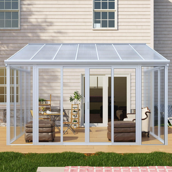 [10X14FT] Lumina Heavy-Duty All-Season Aluminum Alloy Patio Sunroom With 3 Lockable Sliding Doors