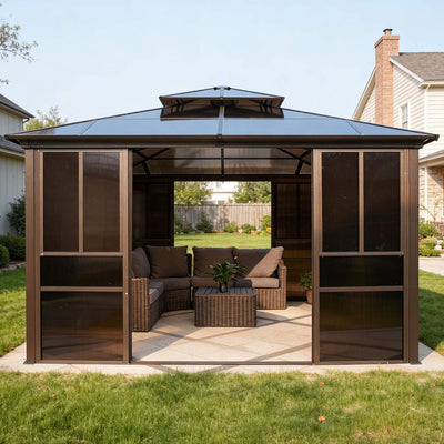 Edge Heavy-Duty Aluminum Frame Outdoor Backyard Solarium With Polycarbornate Roof And Adjustable Panels