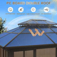 Edge Heavy-Duty Aluminum Frame Outdoor Backyard Solarium With Polycarbornate Roof And Adjustable Panels (SAK68513)