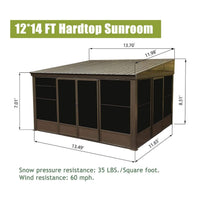[12X14FT] Haven Large Outdoor All-Season Wall-Mounted Sunroom With Galvanized Steel Roof & Moveable PVC Screen (SAK46475)