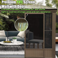 [12X14FT] Haven Large Outdoor All-Season Wall-Mounted Sunroom With Galvanized Steel Roof & Moveable PVC Screen (SAK46475)