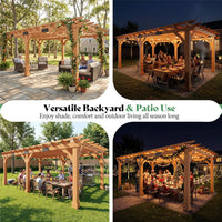 Large Outdoor Cedar Wood Pergola Kit With Slatted Roof (SAK31064)
