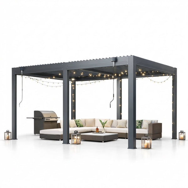 Aluminum Louvered Pergola, Outdoor Pergola with Adjustable Louvered Roof