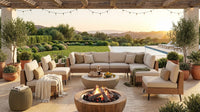 8 Pieces Outdoor Furniture Set, Patio Rattan Wicker Sectionals with 6 Chairs and 2 Ottomans, Beige Cushions — Lifestyle