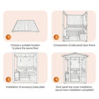 Solenne Outdoor 4-Person Traditional Cedar Steam Sauna With Sauna Heater