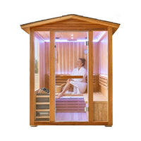 Solenne Outdoor 4-Person Traditional Cedar Steam Sauna With Sauna Heater
