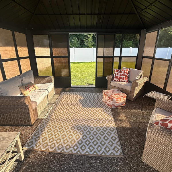 Vista Outdoor Hardtop Aluminum Solarium With Double Roof And LED Lights