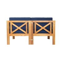 5-Piece Outdoor Patio Wood Sectional Sofa Set With Cushions