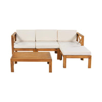 5-Piece Outdoor Patio Wood Sectional Sofa Set With Cushions