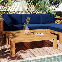 5-Piece Outdoor Patio Wood Sectional Sofa Set With Cushions