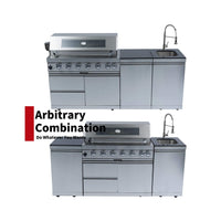 Tuscany Outdoor BBQ Liquid Propane Kitchen Grill Island With 43-Inch 6-Burner 85K BTU Propane Gas Grill, Rotisserie Kit, And Storage Cabinets