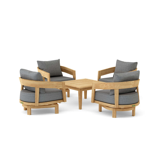 Anderson Teak Toscana Modern 5-Piece Deep Seating Swivel Patio Set
