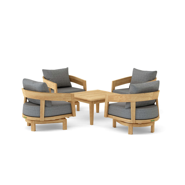 Anderson Teak Toscana Modern 5-Piece Deep Seating Swivel Patio Set
